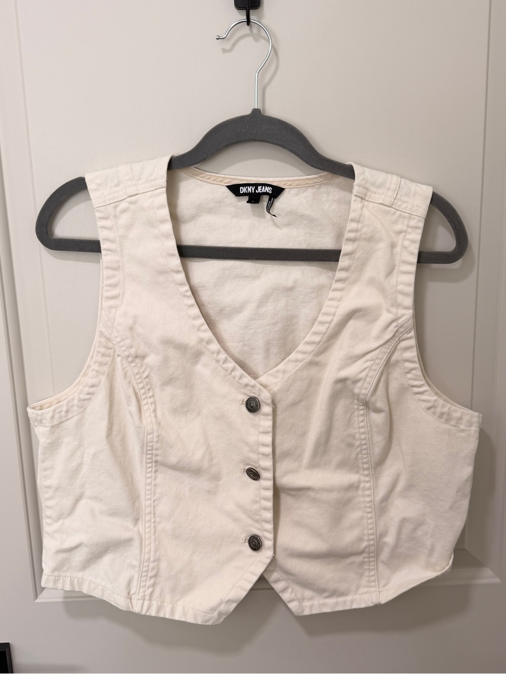 DKNY Cream Button-Front Cotton Vest